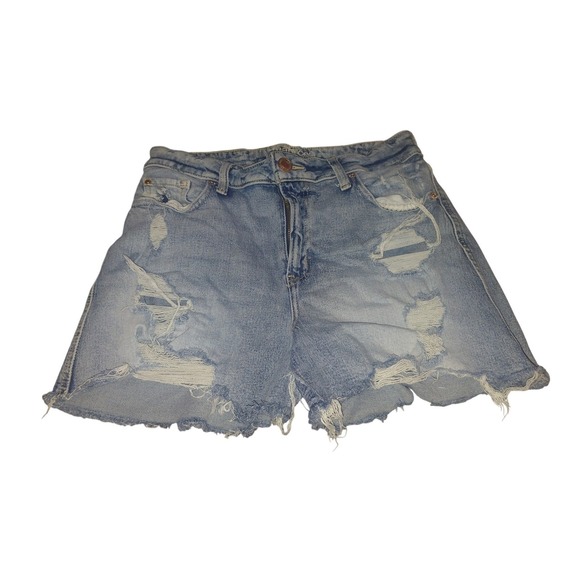 Maurices Pants - Maurice Hi-Rise Festival Denim Shorts Light Wash Distressed Womens 10